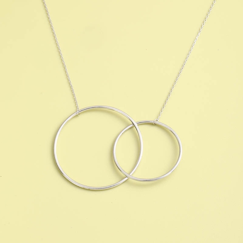 925 Silver double circle necklace